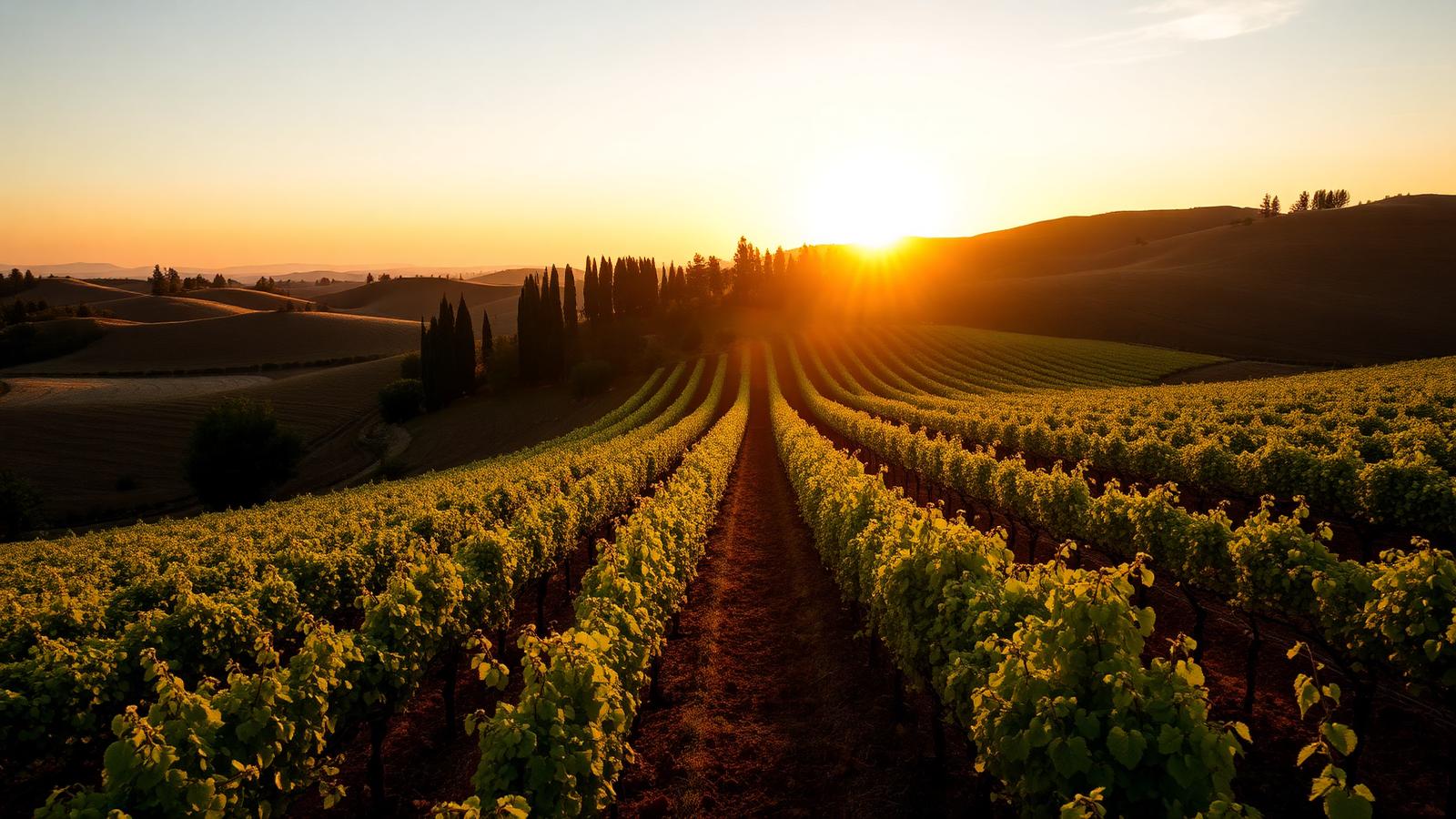 Vigneto toscano al tramonto